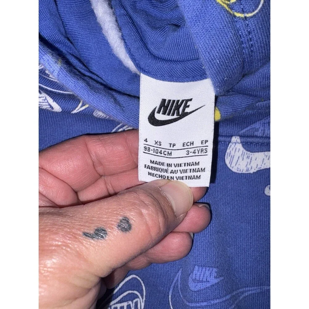 Nike Boys 4 XS All Over Futura Logo Graphic Print Hoodie